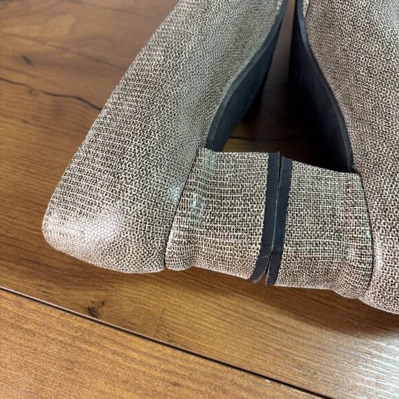 VTG Stuart Weitzman Pumps Sz 8 AA Extra Narrow Beige Gray Square Toe Chunky Heel - Picture 6 of 12
